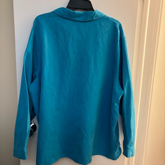 Studio Works Turquoise Button Up Shirt Woman size 3X - Picture 2 of 10